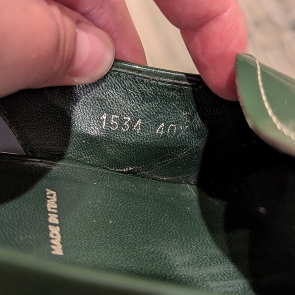 PRADA Vintage Slingback Heels Green and Tan Patent Leather Size 40 1/2 Dust Bags - Picture 17 of 17